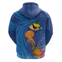 Hawaiian Funny Fruits Sea Animals Hoodie Mango Reef Triggerfish and Pineapple Turtle and Mandarin Jellyfish LT03 - Polynesian Pride