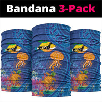 Hawaiian Funny Fruits Sea Animals Neck Gaiter Mango Reef Triggerfish and Pineapple Turtle and Mandarin Jellyfish LT03 package One Size: 25*50cm Blue - Polynesian Pride