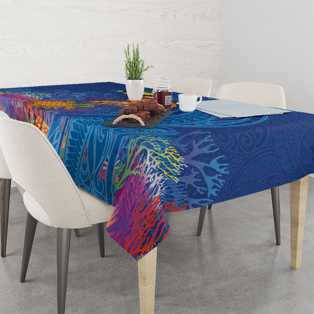 Hawaiian Funny Fruits Sea Animals Tablecloth Mango Reef Triggerfish and Pineapple Turtle and Mandarin Jellyfish