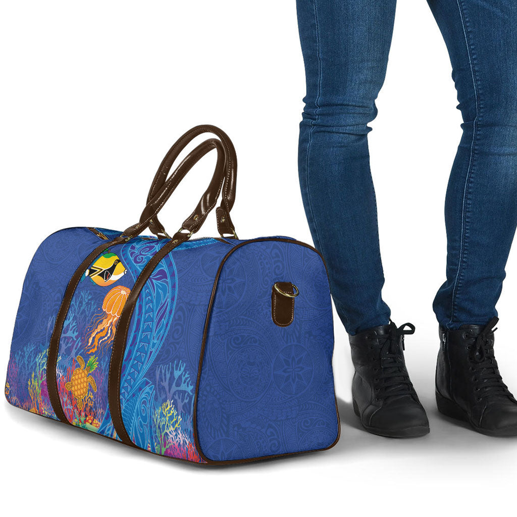 Hawaiian Funny Fruits Sea Animals Travel Bag Mango Reef Triggerfish and Pineapple Turtle and Mandarin Jellyfish LT03 - Polynesian Pride