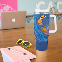 Hawaiian Funny Fruits Sea Animals Tumbler With Handle Mango Reef Triggerfish and Pineapple Turtle and Mandarin Jellyfish LT03 - Polynesian Pride
