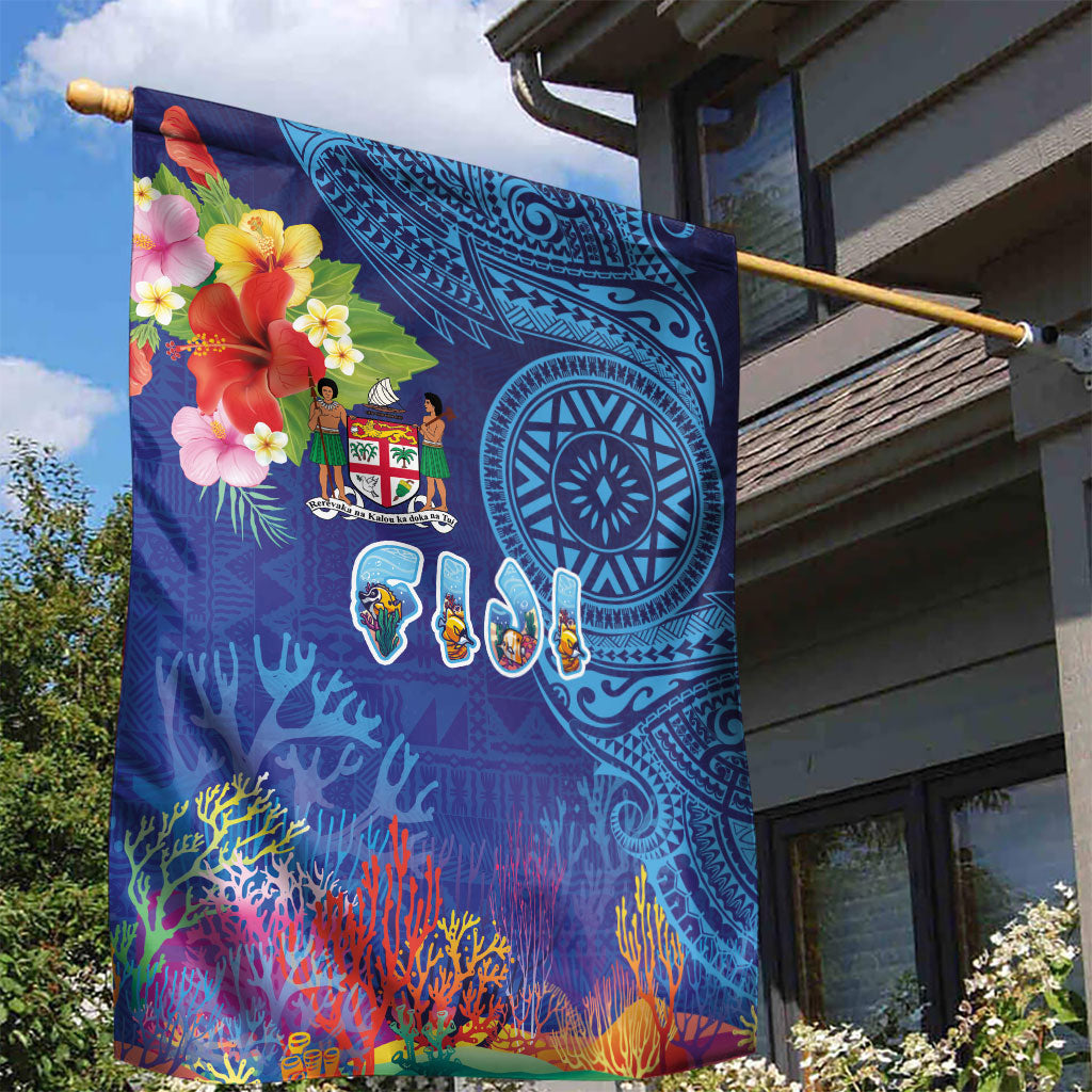 Fiji Day Garden Flag Coral Reef with Tapa Motifs and Hibiscus Ocean Vibe LT03 - Polynesian Pride