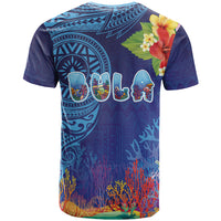 Fiji Day T Shirt Coral Reef with Tapa Motifs and Hibiscus Ocean Vibe LT03 - Polynesian Pride