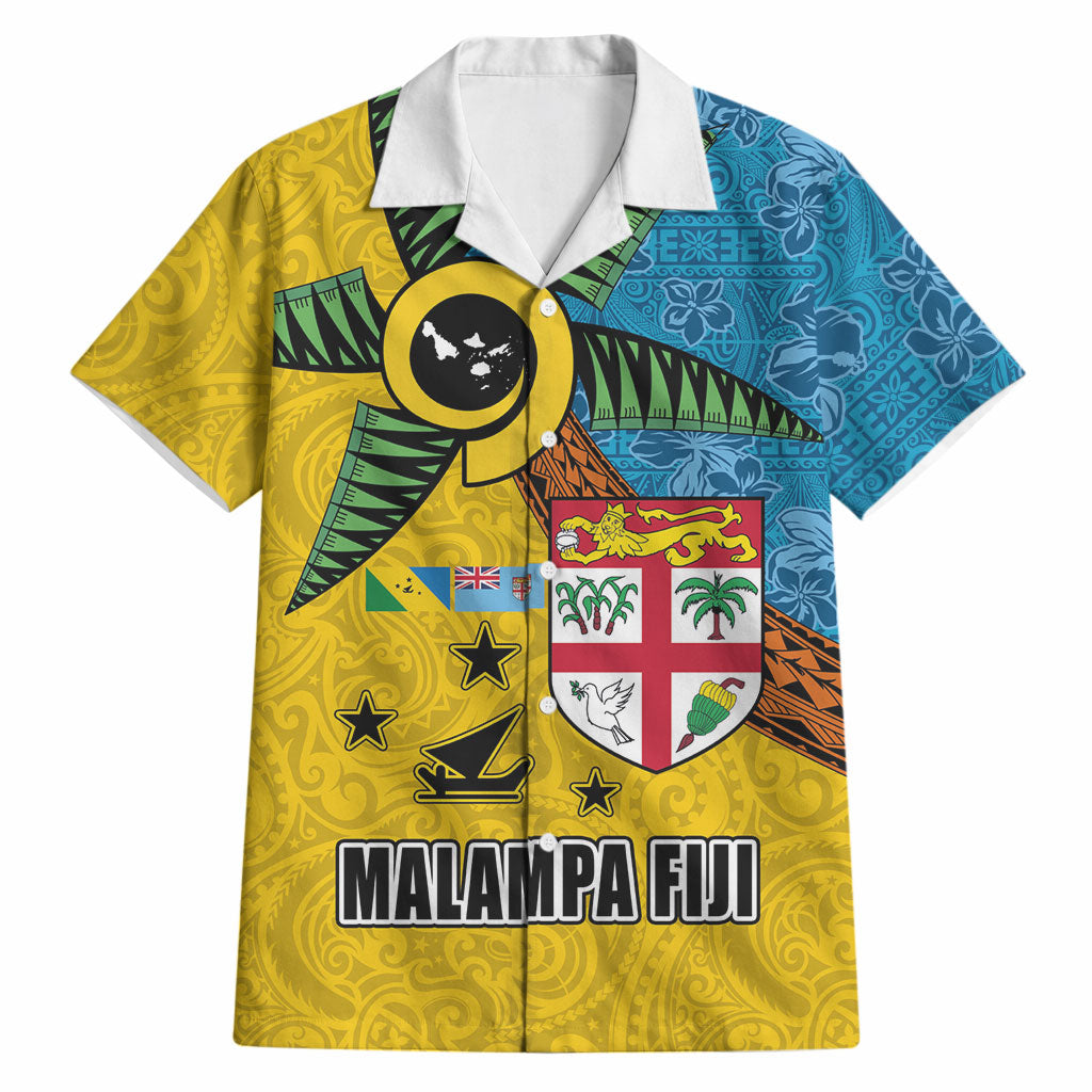 Malampa Fiji Day Hawaiian Shirt Tapa and Melanesian Patterns with Coat of Arms