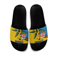 Malampa Fiji Day Slide Sandals Tapa and Melanesian Patterns with Coat of Arms LT03 Multicolor - Polynesian Pride