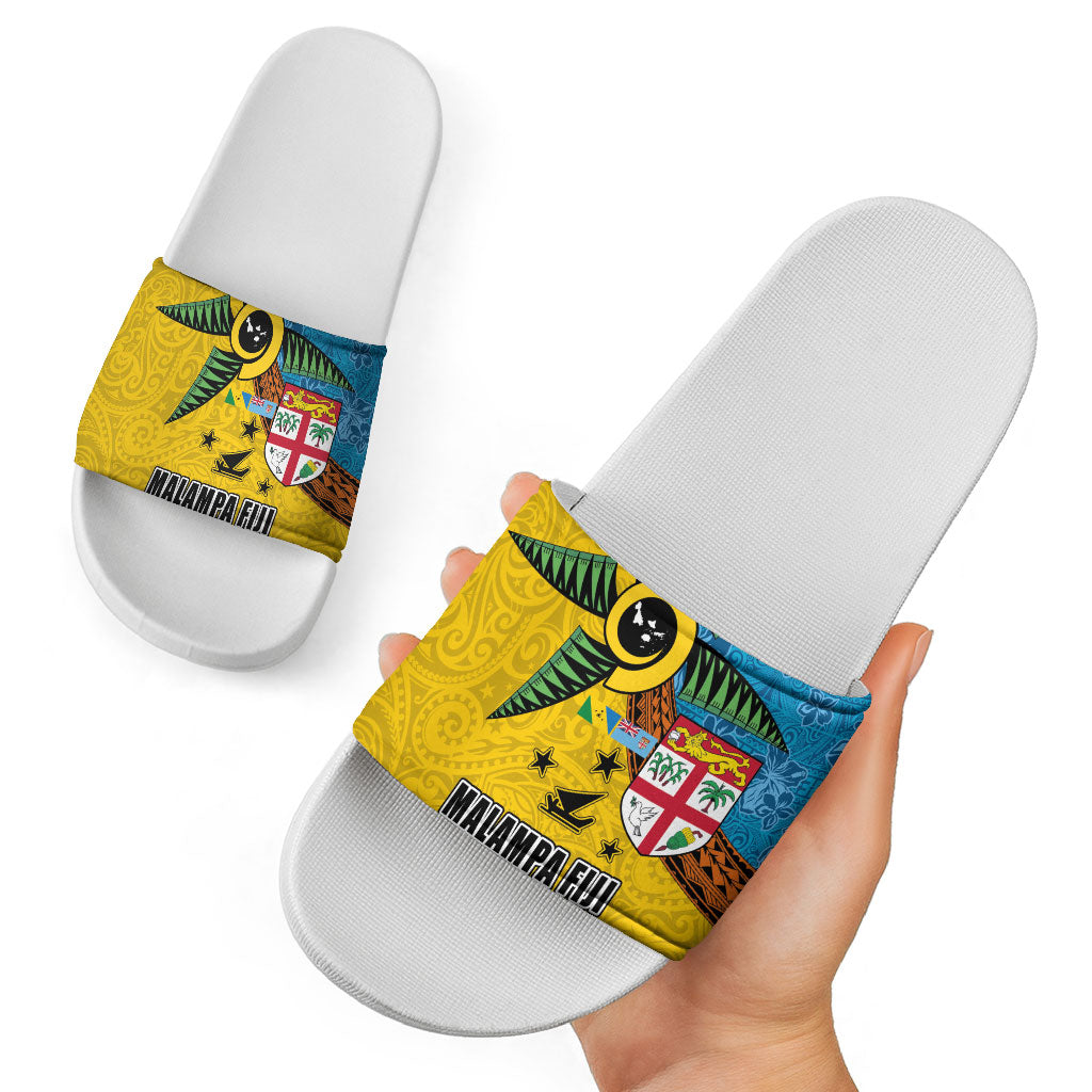 Malampa Fiji Day Slide Sandals Tapa and Melanesian Patterns with Coat of Arms LT03 - Polynesian Pride