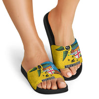 Malampa Fiji Day Slide Sandals Tapa and Melanesian Patterns with Coat of Arms LT03 - Polynesian Pride