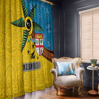 Malampa Fiji Day Window Curtain Tapa and Melanesian Patterns with Coat of Arms LT03 - Polynesian Pride