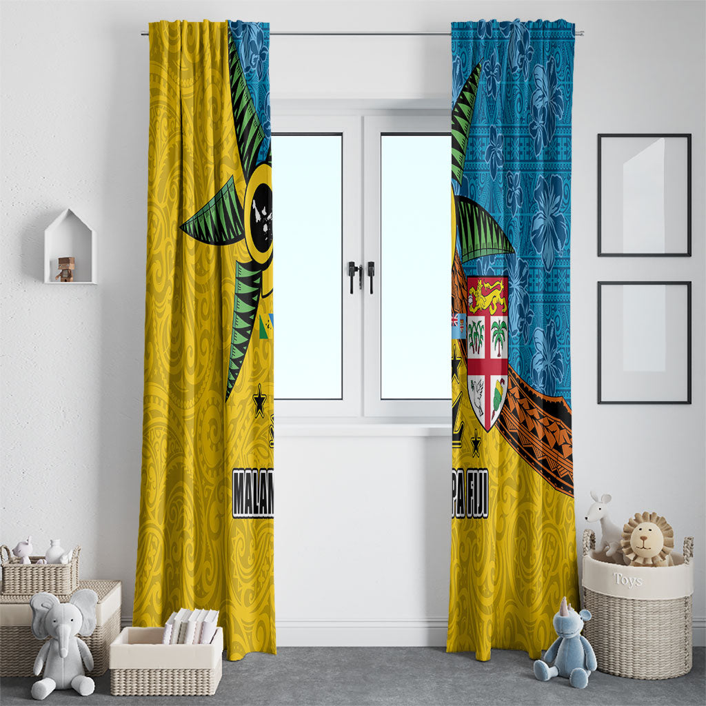 Malampa Fiji Day Window Curtain Tapa and Melanesian Patterns with Coat of Arms LT03 - Polynesian Pride