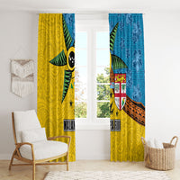 Malampa Fiji Day Window Curtain Tapa and Melanesian Patterns with Coat of Arms LT03 - Polynesian Pride