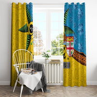 Malampa Fiji Day Window Curtain Tapa and Melanesian Patterns with Coat of Arms LT03 - Polynesian Pride