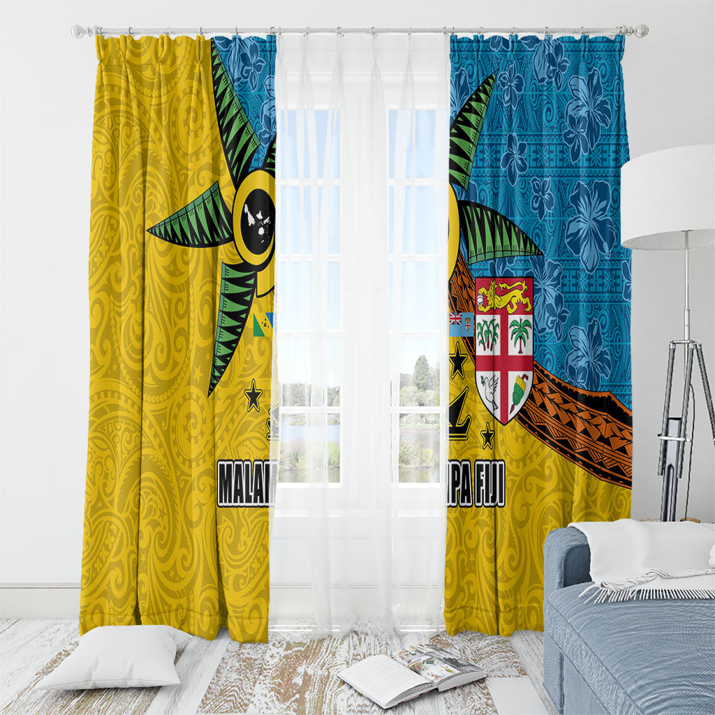 Malampa Fiji Day Window Curtain Tapa and Melanesian Patterns with Coat of Arms LT03 - Polynesian Pride