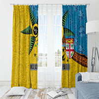 Malampa Fiji Day Window Curtain Tapa and Melanesian Patterns with Coat of Arms LT03 - Polynesian Pride