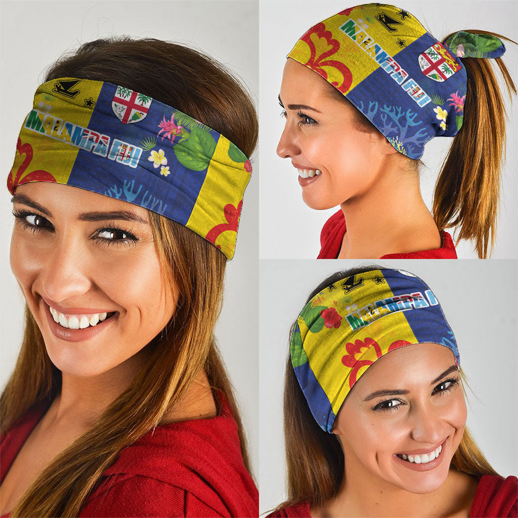Malampa Fiji Day Neck Gaiter Volcano and Coral Reef with Culture Patterns Split Style