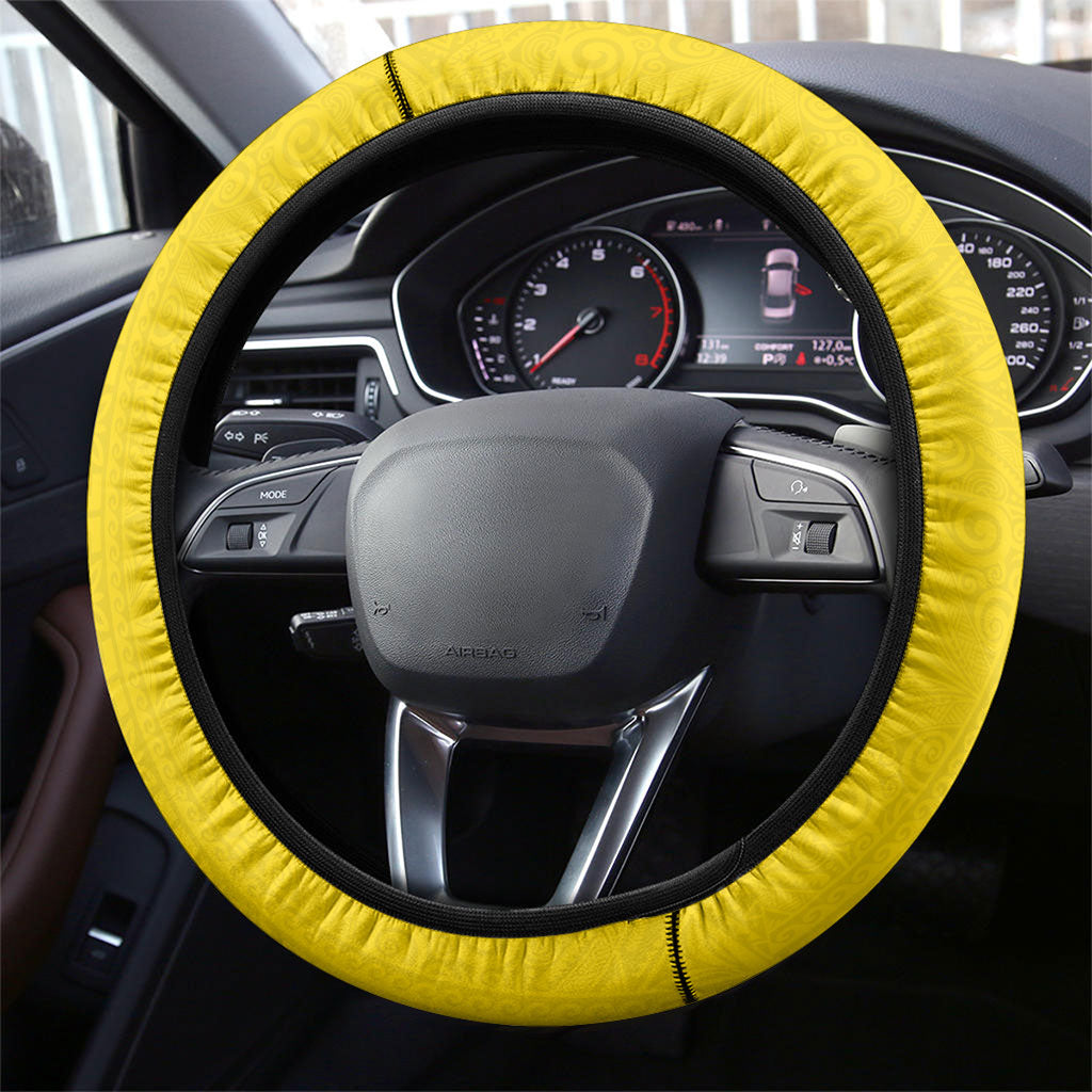 Malampa Fiji Day Steering Wheel Cover Volcano and Coral Reef with Culture Patterns Split Style