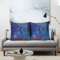 Fijian Tribal Manta Ray Pillow Cover Masi Motif with Coral Reef Ocean Vibe LT03 - Polynesian Pride