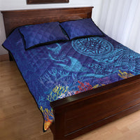 Fijian Tribal Manta Ray Quilt Bed Set Masi Motif with Coral Reef Ocean Vibe LT03 - Polynesian Pride