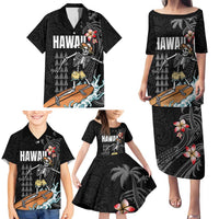 Hawaiian Halloween Skeleton Surfing Family Matching Puletasi and Hawaiian Shirt Polynesian Tribal Tattoo and Hawaiian Pattern LT03 - Polynesian Pride