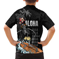 Hawaiian Halloween Skeleton Surfing Family Matching Tank Maxi Dress and Hawaiian Shirt Polynesian Tribal Tattoo and Hawaiian Pattern LT03 - Polynesian Pride