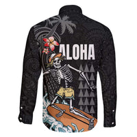 Hawaiian Halloween Skeleton Surfing Family Matching Tank Maxi Dress and Hawaiian Shirt Polynesian Tribal Tattoo and Hawaiian Pattern LT03 - Polynesian Pride