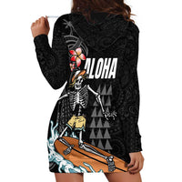 Hawaiian Halloween Skeleton Surfing Hoodie Dress Polynesian Tribal Tattoo and Hawaiian Pattern LT03 - Polynesian Pride