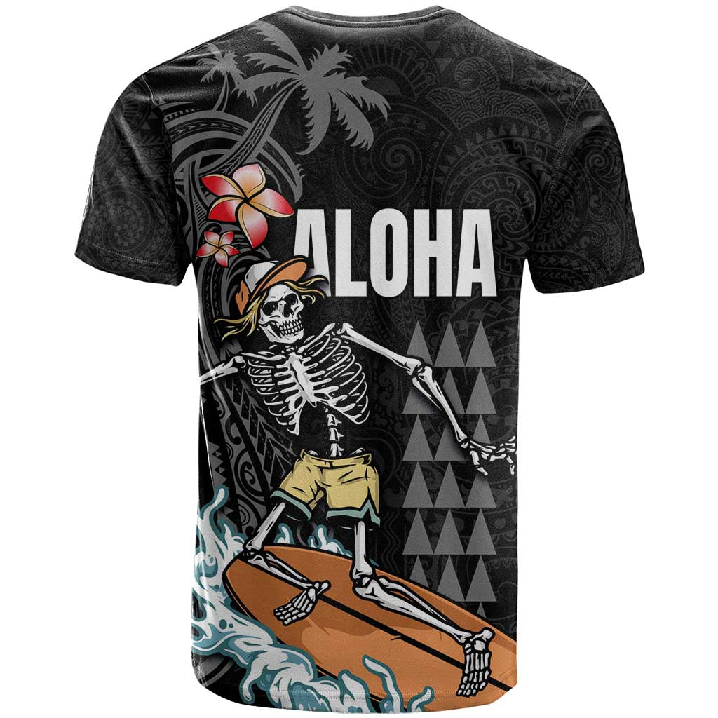 Hawaiian Halloween Skeleton Surfing T Shirt Polynesian Tribal Tattoo and Hawaiian Pattern LT03 - Polynesian Pride