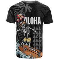 Hawaiian Halloween Skeleton Surfing T Shirt Polynesian Tribal Tattoo and Hawaiian Pattern LT03 - Polynesian Pride