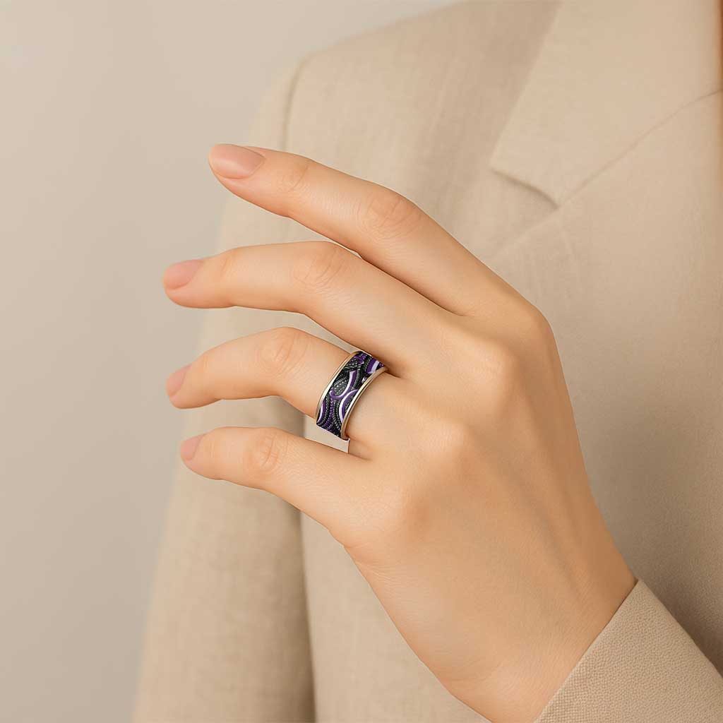 Traditional Samoan Tattoo Art Purple Color Classic Ring - Polynesian Pride