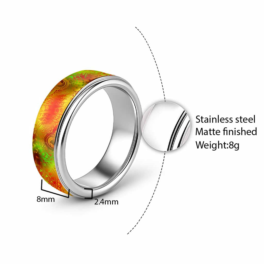 Traditional Polynesian Maori Tattoo Reggae Color Classic Ring - Polynesian Pride