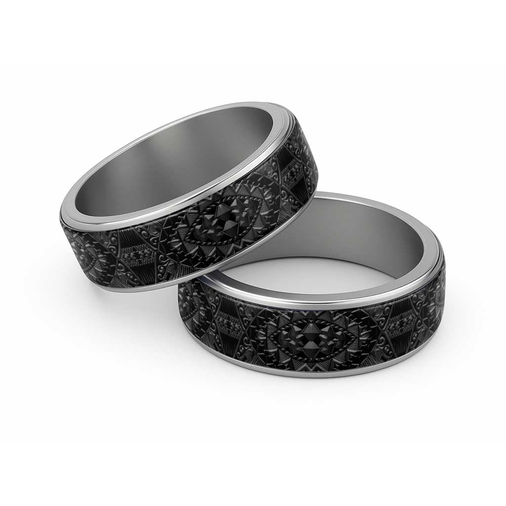 Traditional Samoa Maori Ornament Style Black Art Classic Ring LT03 Sliver Black - Polynesian Pride