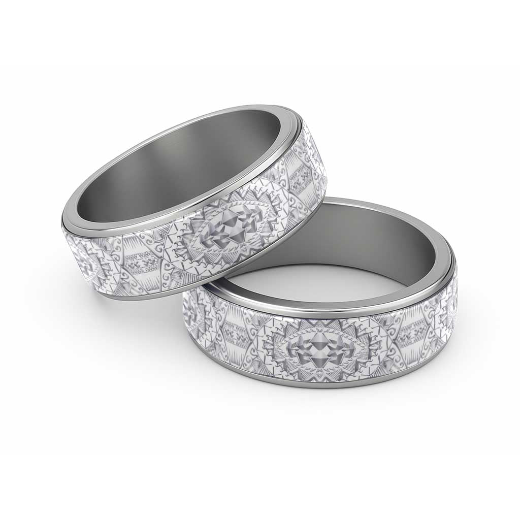 Traditional Samoa Maori Ornament Style White Art Classic Ring LT03 Sliver White - Polynesian Pride