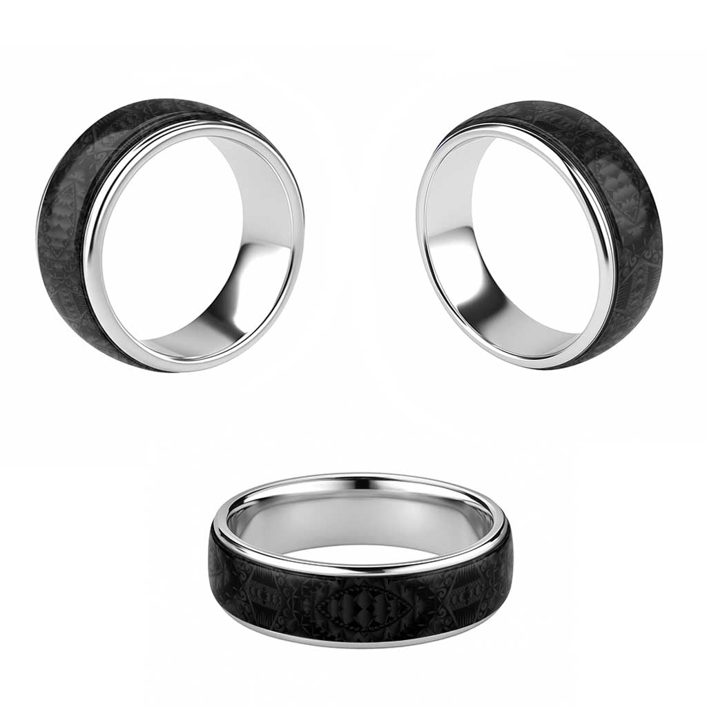 Traditional Samoa Maori Ornament Style Black Color Classic Ring - Polynesian Pride