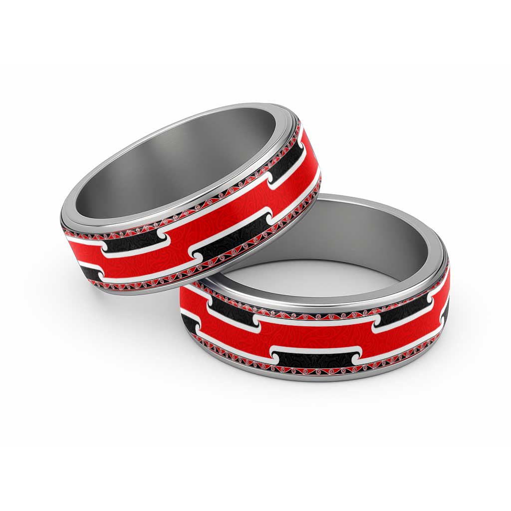 New Zealand Tino Rangatiratanga Maori Flag Style Classic Ring LT03 Sliver Black - Polynesian Pride