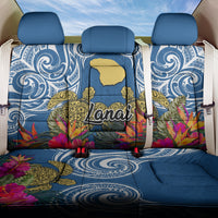 Hawaii Lanai Island Back Car Seat Cover Hibiscus Turle and Map with Polynesian Spiral
