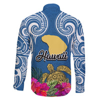 Hawaii Lanai Island Family Matching Short Sleeve Bodycon Dress and Hawaiian Shirt Hibiscus Turle and Map with Polynesian Spiral LT03 - Polynesian Pride