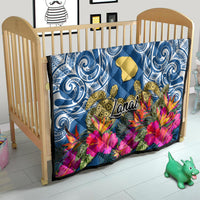 Hawaii Lanai Island Quilt Hibiscus Turle and Map with Polynesian Spiral LT03 - Polynesian Pride