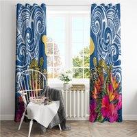 Custom Hawaii Lanai Island Window Curtain Hibiscus Turle and Map with Polynesian Spiral LT03 - Polynesian Pride