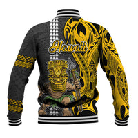 Hawaii Lanai Island Baseball Jacket Hawaiian Warrior and Kakau Symbols Abstract Tattoo LT03 - Polynesian Pride