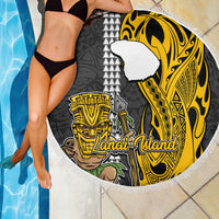 Hawaii Lanai Island Beach Blanket Hawaiian Warrior and Kakau Symbols Abstract Tattoo LT03 - Wonder Print Shop