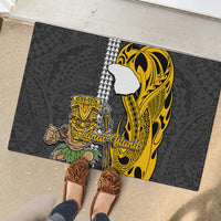 Hawaii Lanai Island Rubber Doormat Hawaiian Warrior and Kakau Symbols Abstract Tattoo LT03 - Polynesian Pride