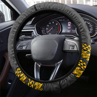 Hawaii Lanai Island Steering Wheel Cover Hawaiian Warrior and Kakau Symbols Abstract Tattoo LT03 - Polynesian Pride