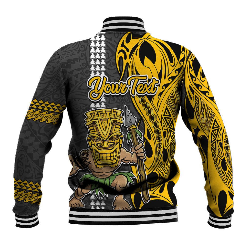 Custom Hawaii Lanai Island Baseball Jacket Hawaiian Warrior and Kakau Symbols Abstract Tattoo LT03 - Polynesian Pride