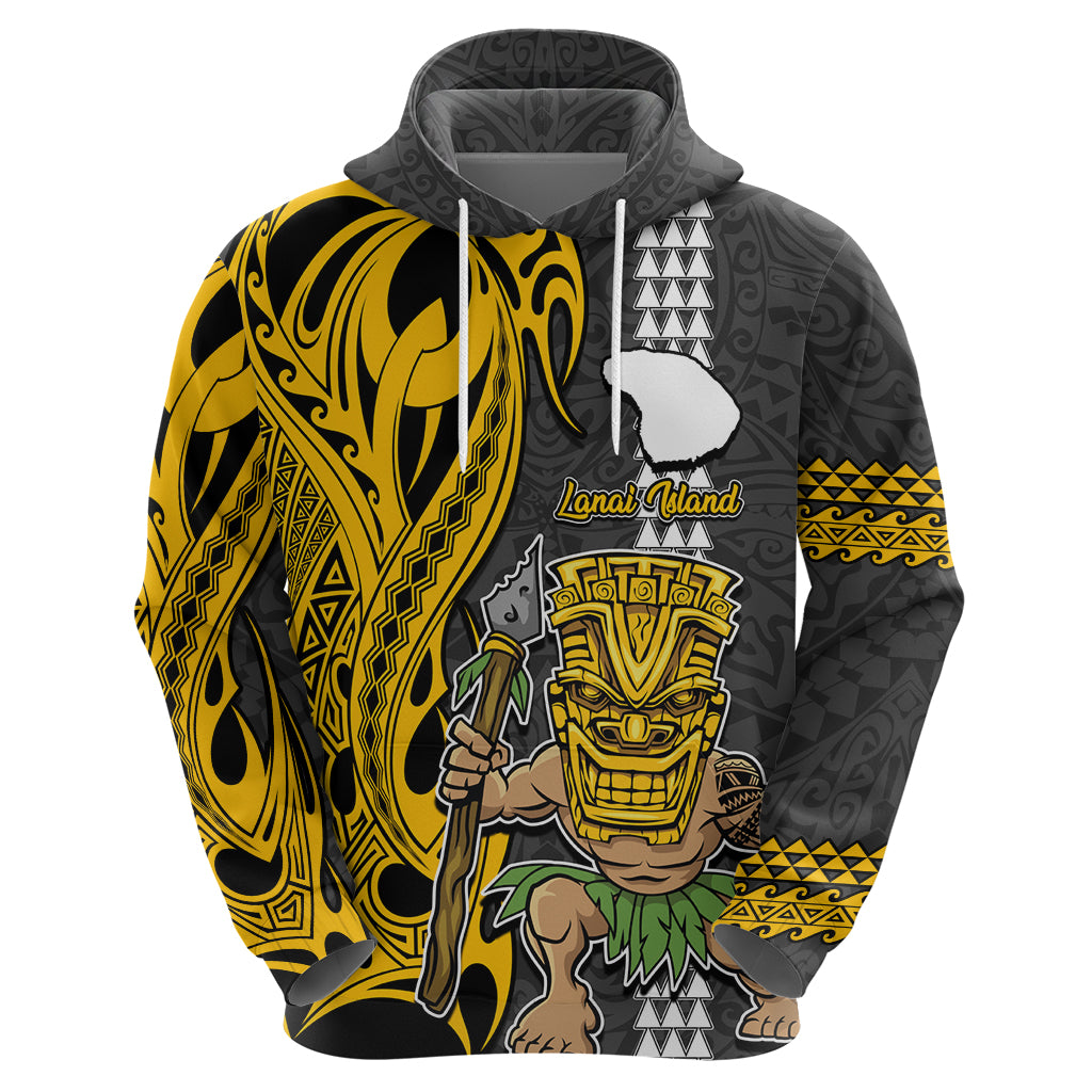 Custom Hawaii Lanai Island Hoodie Hawaiian Warrior and Kakau Symbols Abstract Tattoo LT03 - Polynesian Pride