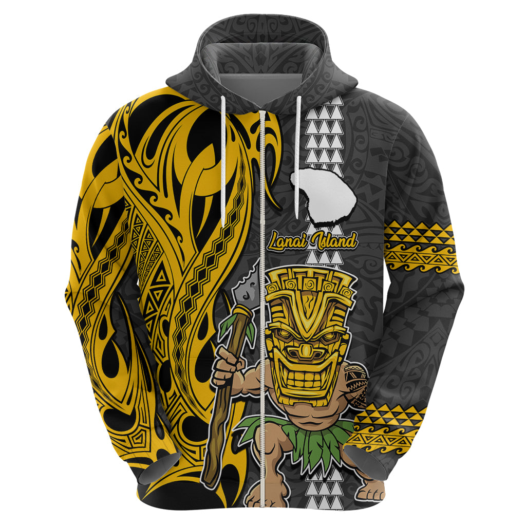 Custom Hawaii Lanai Island Hoodie Hawaiian Warrior and Kakau Symbols Abstract Tattoo LT03 - Polynesian Pride