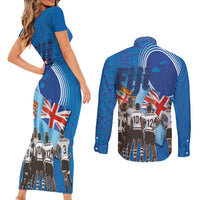 Fiji Rugby Sevens Couples Matching Short Sleeve Bodycon Dress and Long Sleeve Button Shirt Commemorate Gold Medal - Rio de Janeiro 2016 LT03 - Polynesian Pride