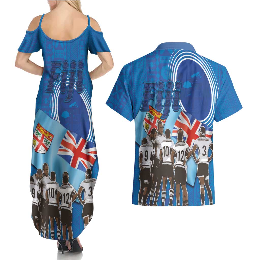 Fiji Rugby Sevens Couples Matching Summer Maxi Dress and Hawaiian Shirt Commemorate Gold Medal - Rio de Janeiro 2016 LT03 - Polynesian Pride
