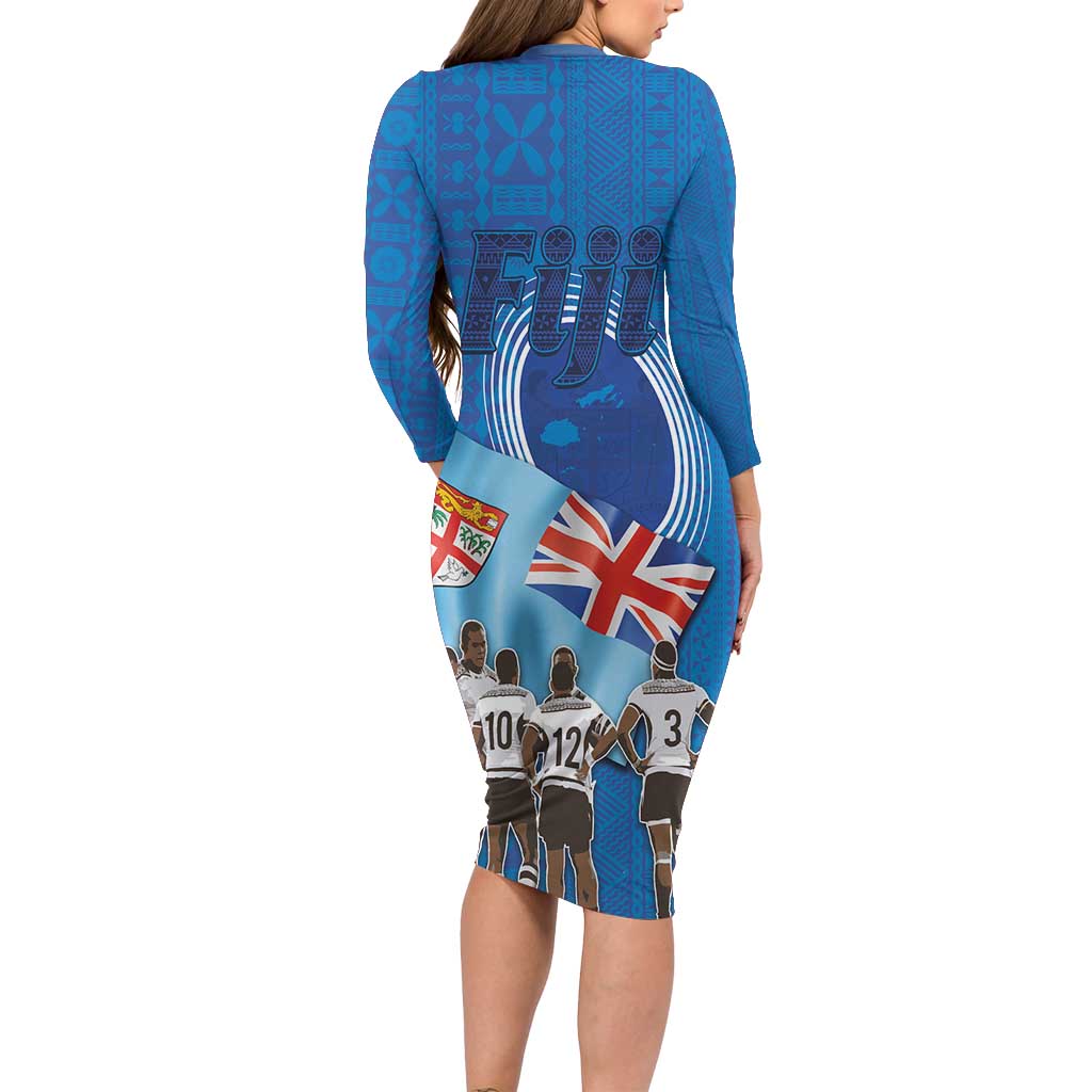 Fiji Rugby Sevens Family Matching Long Sleeve Bodycon Dress and Hawaiian Shirt Commemorate Gold Medal - Rio de Janeiro 2016 LT03 - Polynesian Pride