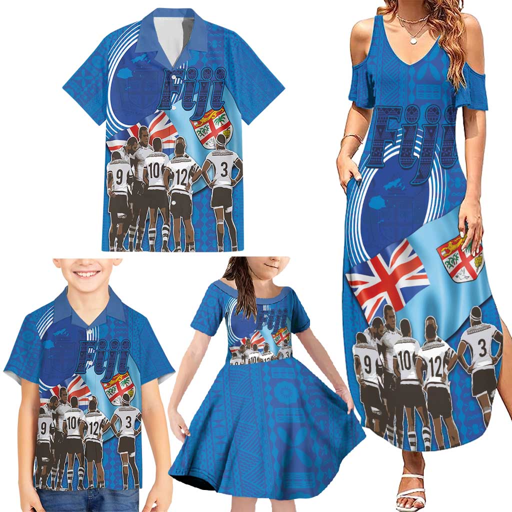 Fiji Rugby Sevens Family Matching Summer Maxi Dress and Hawaiian Shirt Commemorate Gold Medal - Rio de Janeiro 2016 LT03 - Polynesian Pride