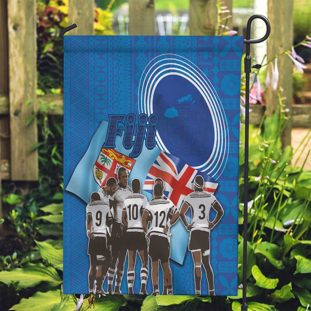 Fiji Rugby Sevens Garden Flag Commemorate Gold Medal - Rio de Janeiro 2016 LT03 Garden Flag Blue - Polynesian Pride