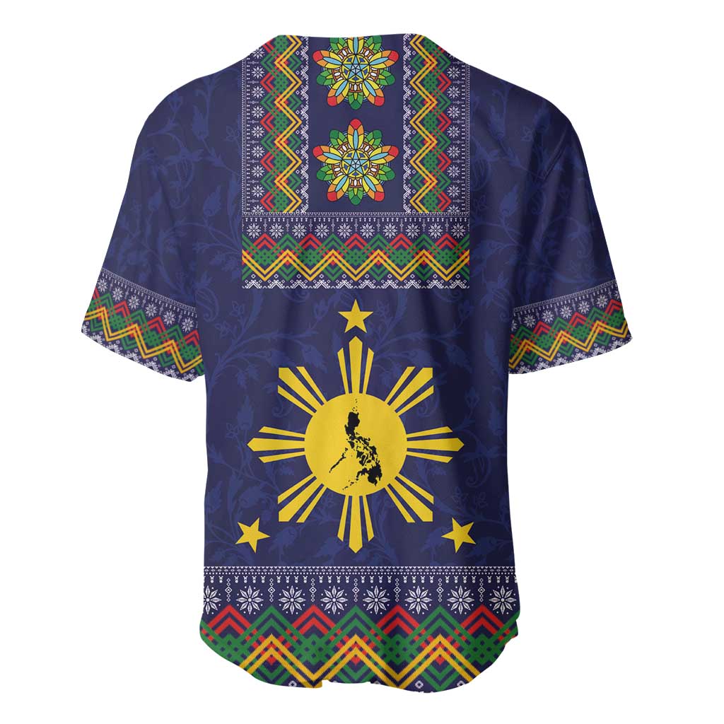 Philippines Merry Christmas Baseball Jersey Maligayang Pasko with Parol and Xmas Pattern Barong Style LT03 - Polynesian Pride